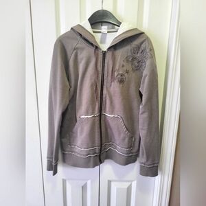 BULLETIN Size Large Brown Oilers Logo Zip-Up Sweater With Hood